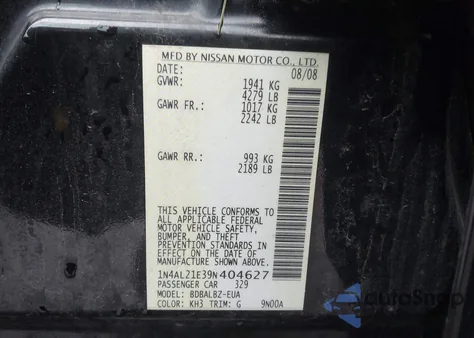 2009 Nissan Altima 2.5 S z USA, uszkodzony, nr VIN 1N4AL21E39N404627